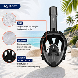 Maska do nurkowania L/XL pełnotwarzowa, z rurką, AntiFog, DryTop do snorkelingu regulowana