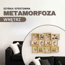 Ramka na zdjęcia 12 zdjęć drewniana multiramka, brązowa