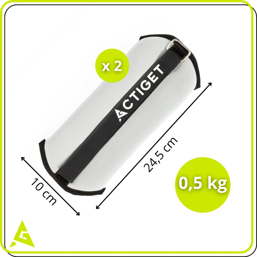 Obciążenia na ręce i nogi 2x0,5 kg do treningu fitness i cardio, szare