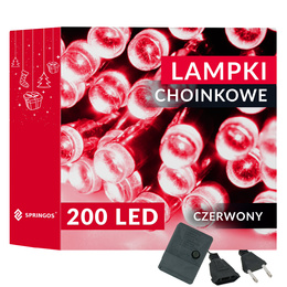 Lampki choinkowe 200 Led czerwone 15,5 m oświetlenie świąteczne