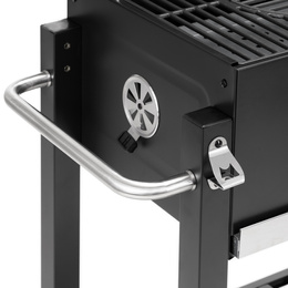 Grill węglowy, ogrodowy z pokrywą, termometr, ruszt emaliowany