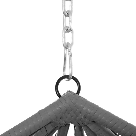 Kokon ogrodowy rattanowy z poduszkami fotel wiszący bujak huśtawka na metalowym stelażu szara