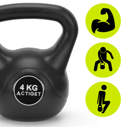 Kettlebelle 4 kg odważnik kulowy ABS hantla do ćwiczeń kula do treningu siłowego czarna