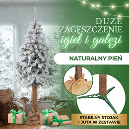 Choinka sztuczna na pniu 220 cm świerk śnieżony