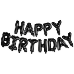 Balony na 18 urodziny zestaw 53 szt. napis happy birthday czarny, rosegold