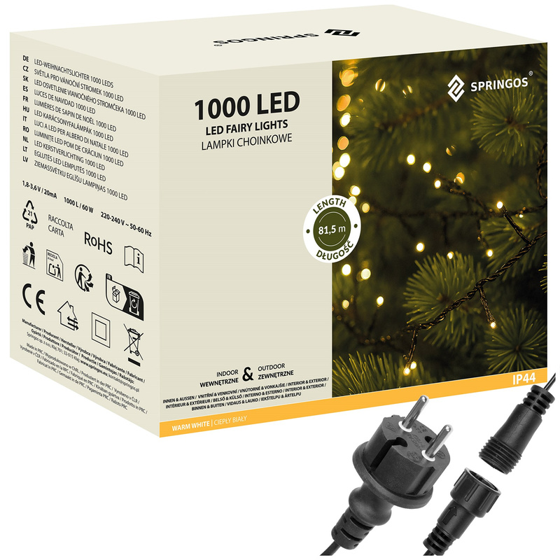 Lampki choinkowe 1000 Led biały ciepły 81,5 m oświetlenie świąteczne IP44