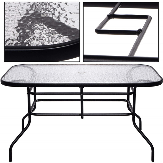 Meble ogrodowe na taras krzesła metalowe 6 szt. stół prostokątny 120 x 70 cm czarno-brązowy