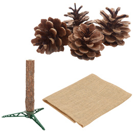 Choinka na pniu 140 cm sztuczna sosna diamentowa ośnieżona premium ze stojakiem i jutą