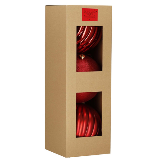 Bombki choinkowe 3 szt. duże ozdoby świąteczne 20,5 cm brokat czerwone