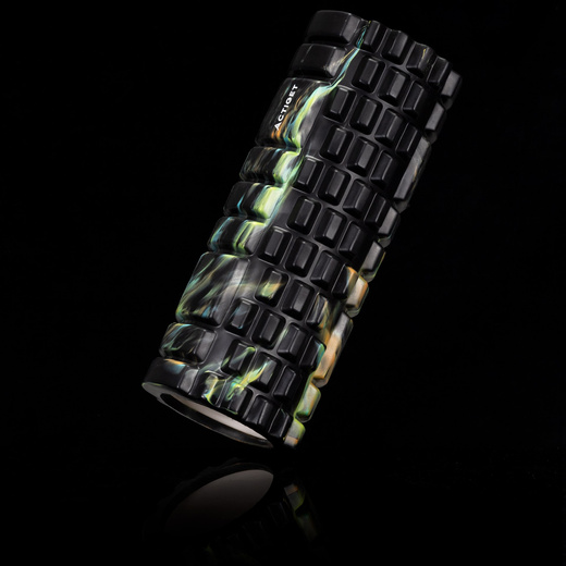 Wałek do masażu, średnio twardy, roller z wypustkami, czarny