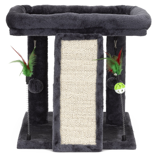 Drapak dla kota, dwa poziomy, legowisko z drabinką i sizalem do drapania, grafitowy