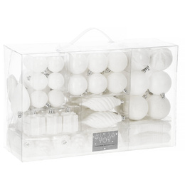 Bombki choinkowe 72 szt. biały zestaw choinkowy