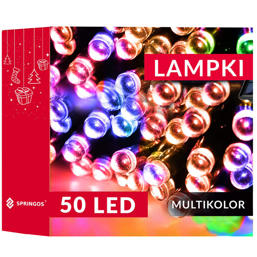 Lampki choinkowe 50 Led na baterie IP44 multikolor z programatorem