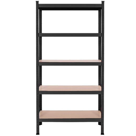 Regał metalowy z 5 półkami zestaw 2 szt. 150x75x30cm do garażu, piwnicy, czarne 
