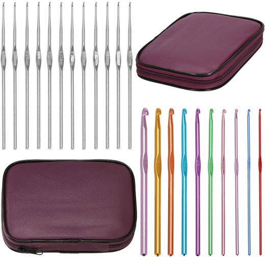 Zestaw do szydełkowania 22 szt. i etui szydełka z aluminium i stali nierdzewnej