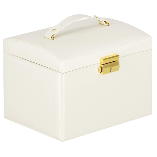 Szkatułka na biżuterię ekoskóra 17,5x12x13,5 cm kremowy organizer z przegródkami