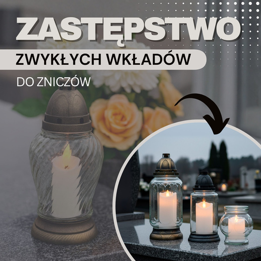 Świeca elektryczna LED wkład do znicza 10 cm świeczka na baterie