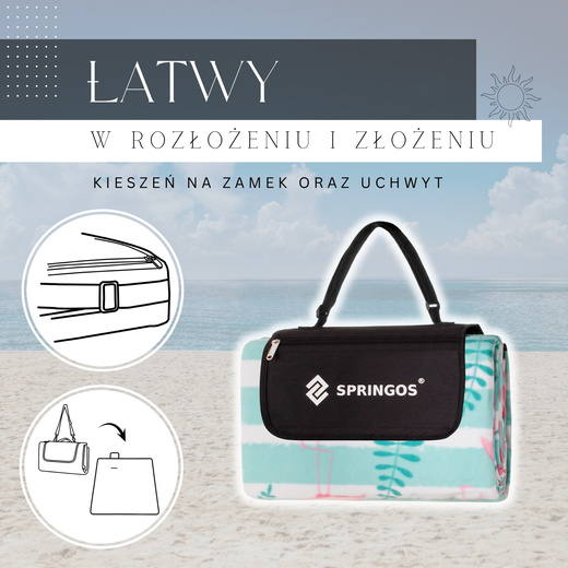 Koc piknikowy plażowy biwak springos 200x200 cm mata