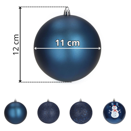 Bombki choinkowe 4 szt. ozdoby świąteczne 12 cm nietłukące granatowe