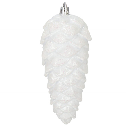 Zawieszki choinkowe szyszki 6 szt. ozdoby świąteczne 14 cm bombki biały brokat