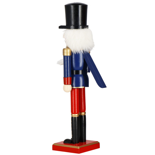 Dziadek do orzechów 38 cm z toporkiem, drewniany żołnierzyk niebiesko-czerwony, figurka świąteczna