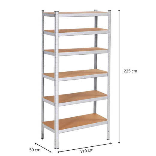 Regały metalowe 2 szt. z 6 półkami 225x110x50 cm 900 kg do garażu, piwnicy