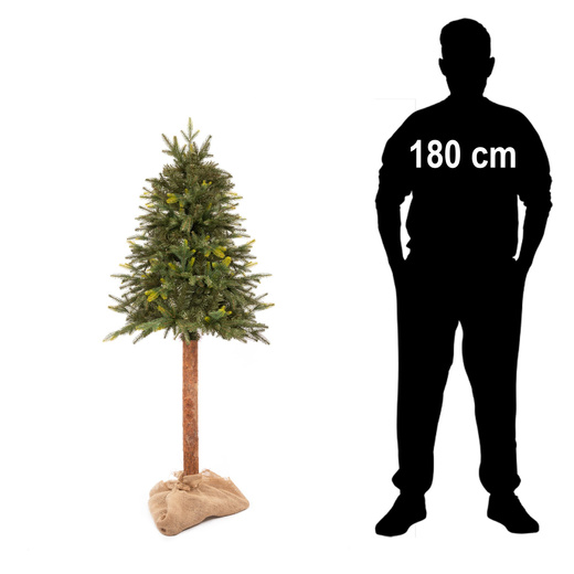 Choinka sztuczna na pniu 150 cm świerk naturalny ze stojakiem nowoczesny