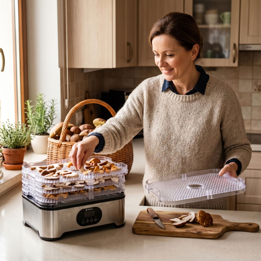 Suszarka do żywności, spożywcza do grzybów, owoców, ziół 6‑poziomowa 400 W regulacja temperatury