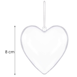 Bombki akrylowe 8cm serce plastikowe decoupage zestaw 2 szt.