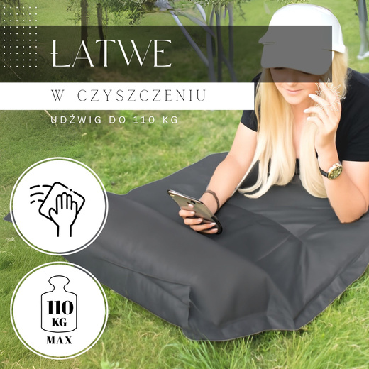 Mata samopompująca 193 cm z poduszką mata turystyczna biwakowa z pokrowcem szara