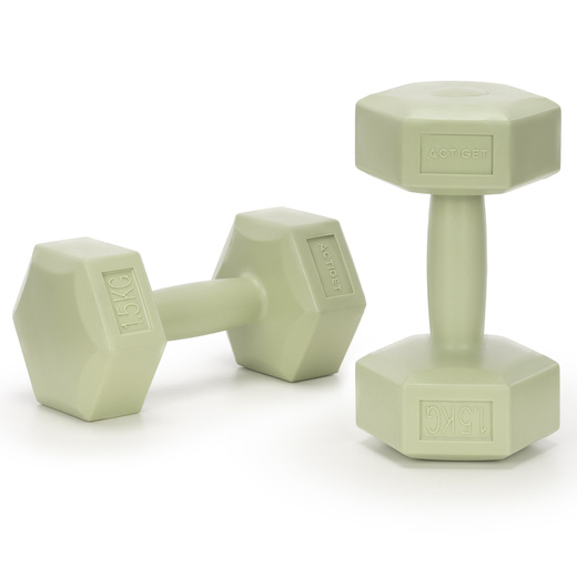 Ciężarki 2x1,5kg hexagonalne do ćwiczeń fitness hantle zestaw 2 szt. zielone