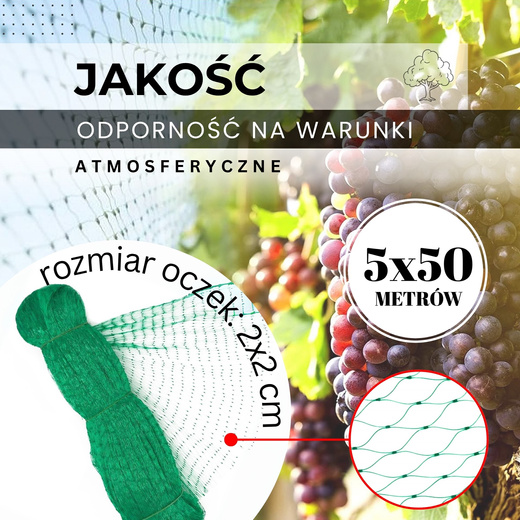 Siatka na ptaki zabezpieczająca ochronna 5x50 m zielona