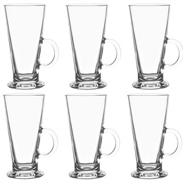 Szklanki do kawy latte, deserów z uchem 280 ml i łyżeczki długie, stal nierdzewna komplet 6 szt. 