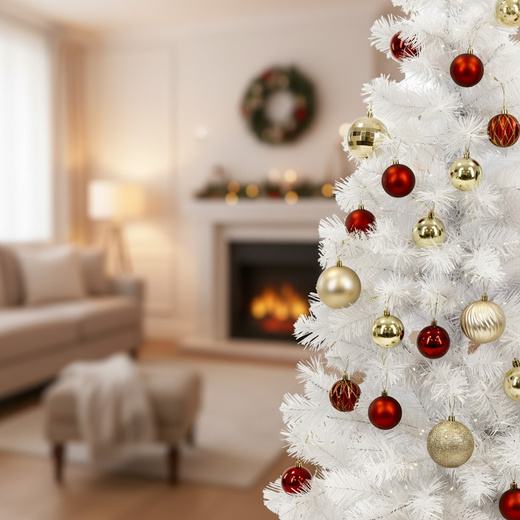 Choinka sztuczna 120 cm jodła biała nowoczesna jak żywa, ze stojakiem