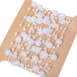 Łańcuch na choinkę z pereł 3-8mm ozdoba świąteczna biały