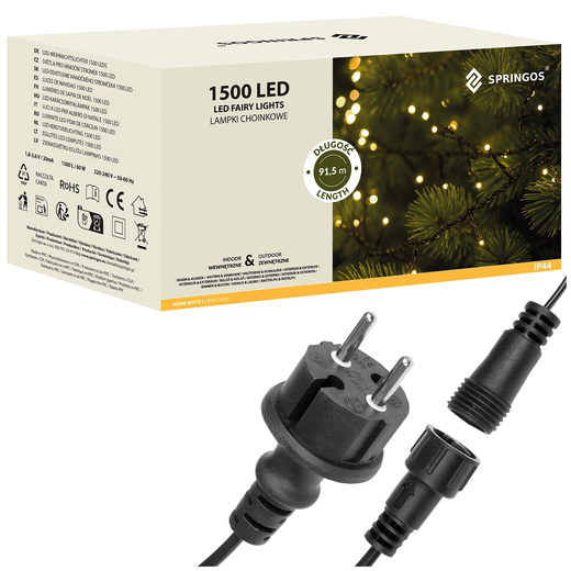 Lampki choinkowe 1500 Led biały ciepły 121,5 m oświetlenie świąteczne IP44