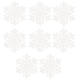 Zawieszki świateczne 8 szt. śnieżynki brokatowe 8 cm białe