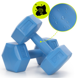 Ciężarki 2x2,5kg hexagonalne do ćwiczeń fitness hantle zestaw 2 szt. niebieskie