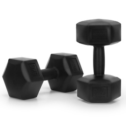 Ciężarki 2x5 kg hexagonalne do ćwiczeń fitness hantle zestaw 2 szt. czarne
