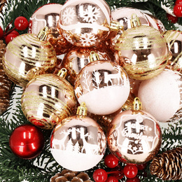 Bombki choinkowe rose gold 24 szt. różowy 6cm zestaw choinkowy