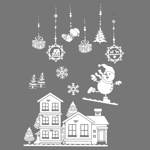 Naklejki świąteczne na okno 21 szt. ozdoby samoprzylepne, białe