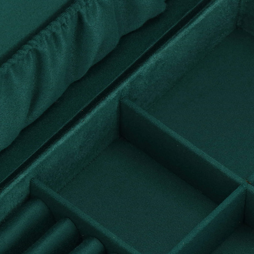 Szkatułka na biżuterię 28x19,5x7 cm zielony welurowy organizer z przegródkami