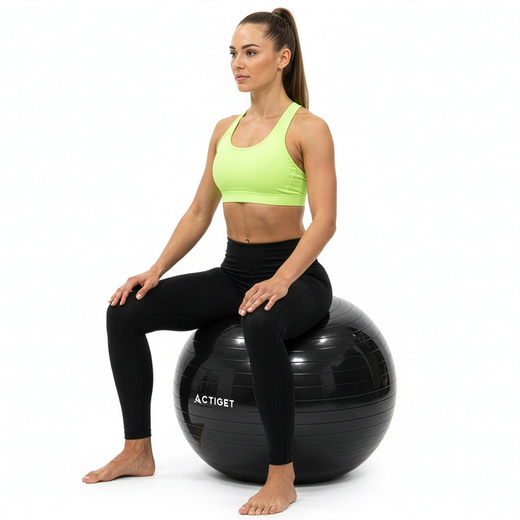 Piłka 85 cm do ćwiczeń pilates, rehabilitacyjnych, stretchingu z pompką, czarna