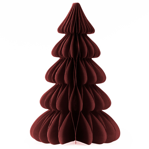 Papierowa choinka 30 cm ozdoba świąteczna dekoracja 3D z magnesem bordowa