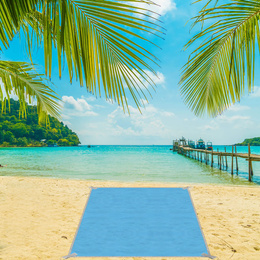 Koc plażowy sand free 200x200 cm mata plażowa dwuwarstwowa niebieska