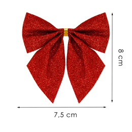 Kokardki świąteczne na choinkę 6 szt. brokatowe zawieszki choinkowe czerwone