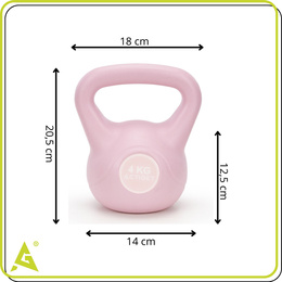 Kettlebell 4 kg odważnik, hantla do ćwiczeń ABS kula do treningu siłowego, różowa