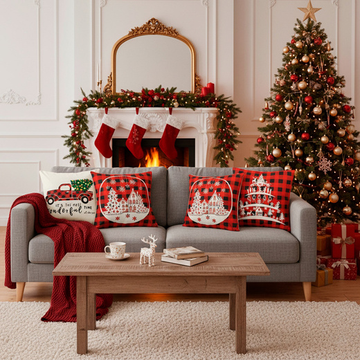 Poszewki świąteczne 40x40cm 4 szt. na poduszkę zestaw na jaśki, dekoracyjne 