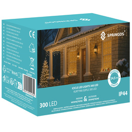 Kurtyna świetlna z pilotem 300 led girlanda, lampki wewnętrzno-zewnętrzne 14,5 m sople ciepły biały