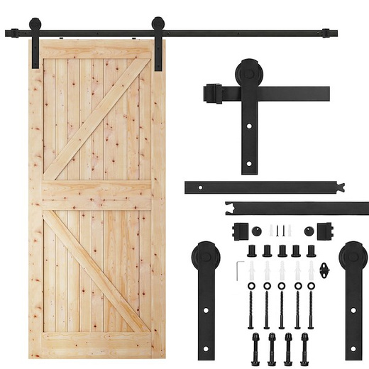 System do drzwi przesuwnych 183 cm prowadnica do 100 kg, barn door stal czarny